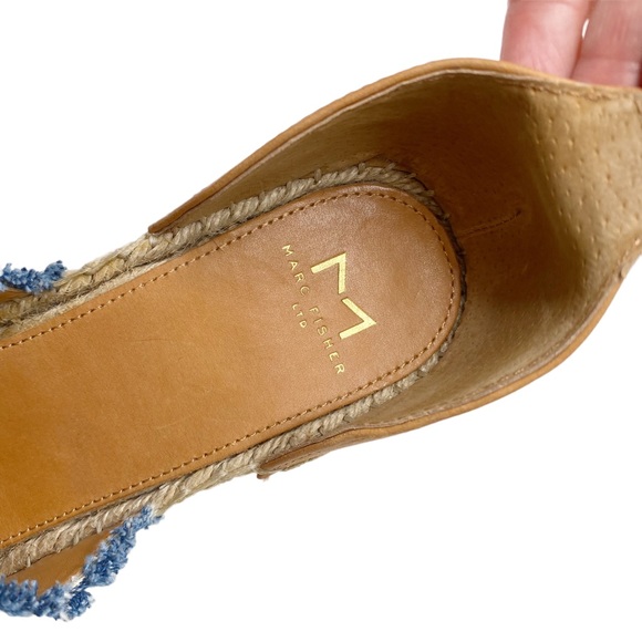 Marc Fisher Adria Denim Espadrilles Blue Tan Size 9 M - Picture 8 of 9